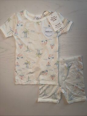 Tres Beau et Belle Beach Sailboat Nautical Short Pajama Set 18 24 months 2T 4T